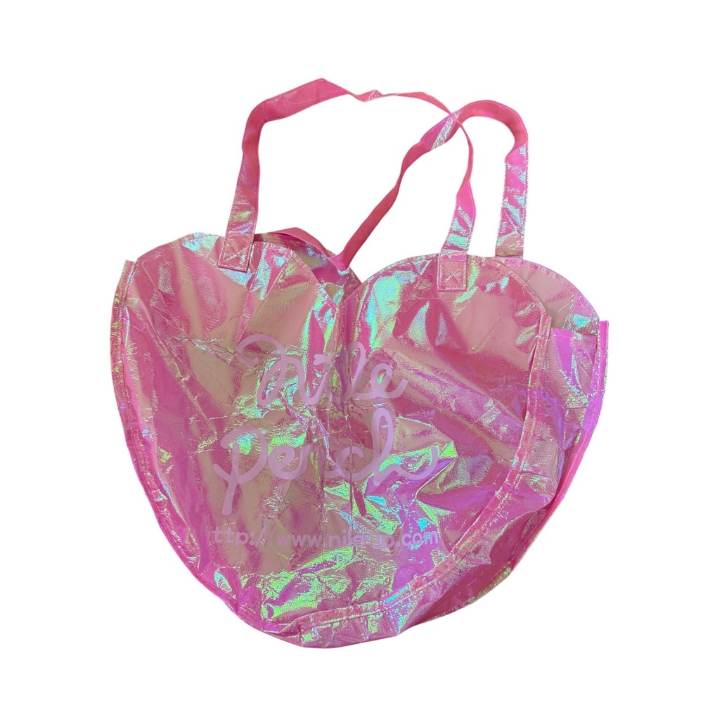 Nile Perch Japan Pink Iridescent Heart Shaped‎ Tote Bag Harajuku Kawaii Fashion